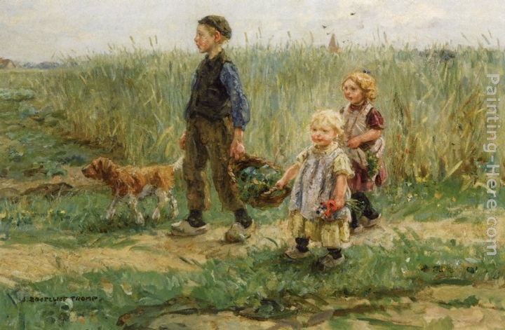 Jan Zoetelief Tromp Children Strolling in the Fields